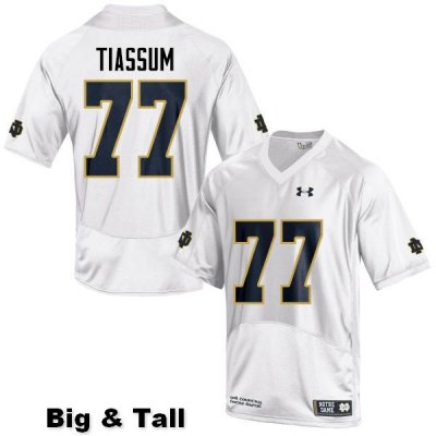 Notre Dame Fighting Irish Men's Brandon Tiassum #77 White Under Armour Authentic Stitched Big & Tall College NCAA Football Jersey ELI7099QA